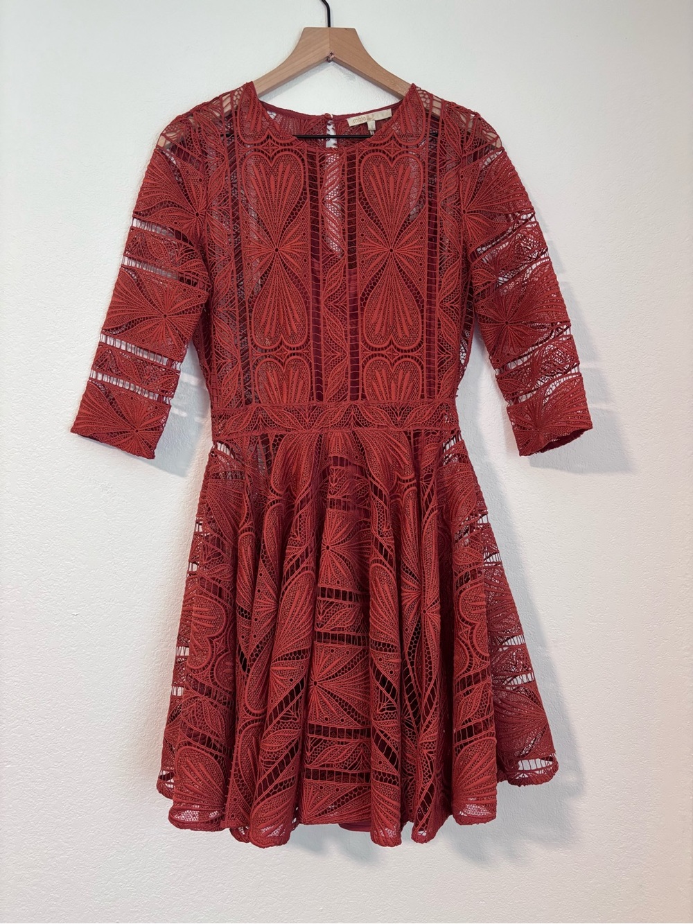 Maje Terracotta Dentelle Lace Dress Lined Size 3